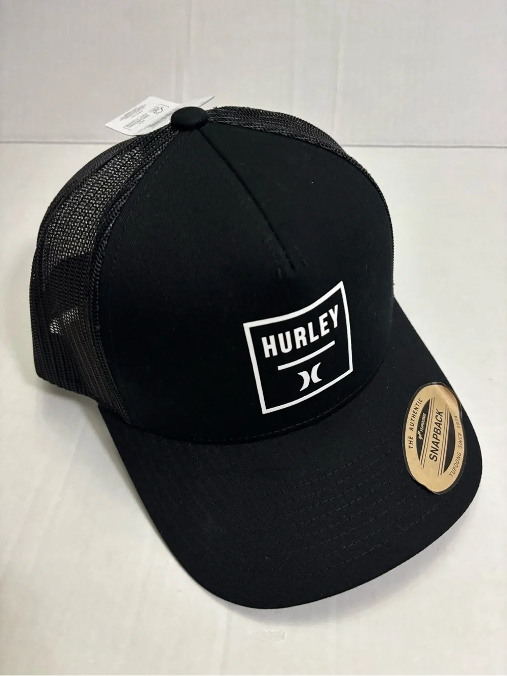New! Hurley men’s square trucker hat black one size - Picture 1 of 8